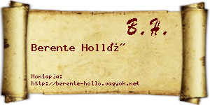 Berente Holló névjegykártya